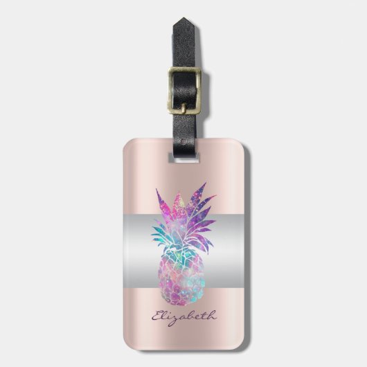 エレガントストライプガーリーバラ金ゴールド ラゲッジタグ (正面縦)