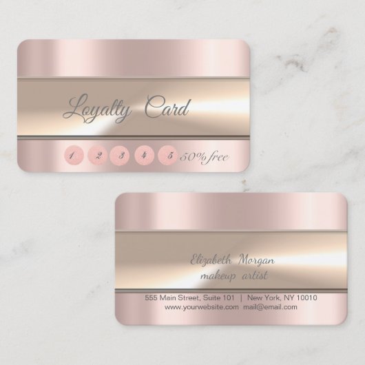 エレガントストライプバラ金ゴールドロイヤリティカード ロイヤリティカード (正面/裏面)