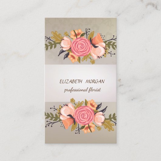 エレガントストライプフローラ 名刺 (正面)