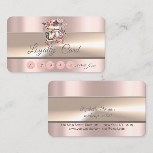 エレガントストライプベーカリーバラ金ゴールドフローラミキサ ロイヤリティカード (正面/裏面)