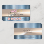 エレガントストライプベーカリーブルーメタリック ロイヤリティカード (正面/裏面)