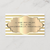 エレガントストライプモダン金ゴールド、金ゴールド・フレーム 名刺 (裏面)