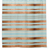 エレガントストライプロビンエッグブルーコッパー シャワーカーテン (正面)