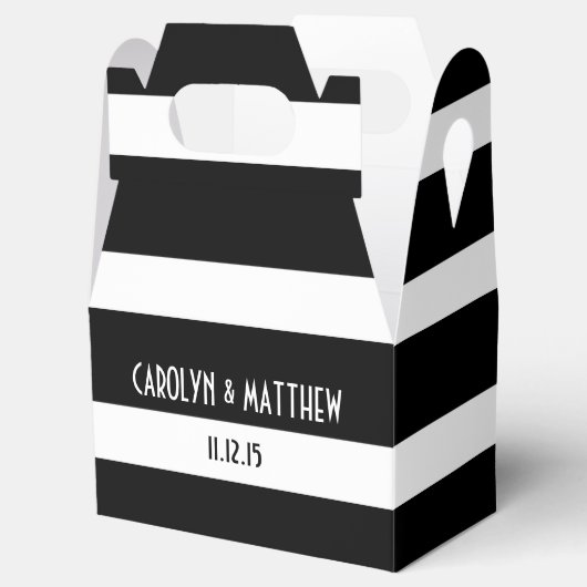 エレガントストライプ結婚白黒 フェイバーボックス (オープン)