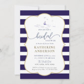 エレガントストライプ航海のブライダルシャワーモダン 招待状 (正面)