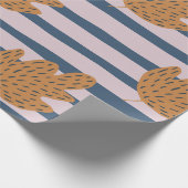 エレガントストライプ葉の秋が可愛モダンい ラッピングペーパー (角)