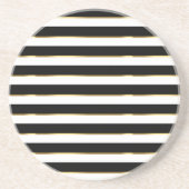 エレガントストライプ黒金ゴールド白 コースター (正面)