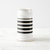 エレガントストライプ黒金ゴールド白 ビールジョッキ (中央)