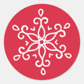 エレガントスノーフレークレッドホリデー ラウンドシール (正面)