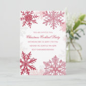 エレガントスノーフレーク・ピンク・レッド・クリスマス・カクテル 招待状 (スタンド正面)