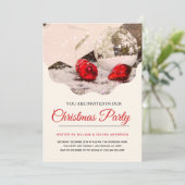 エレガントスノーフレーク&レッドオーナメントクリスマスパーティー 招待状 (スタンド正面)