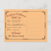 エレガントスパイダウェブガールハロウィンハガキ招待状 ポストカード (裏面)