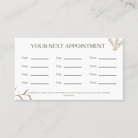 エレガントスパサロン美しいアポイントメントカード 名刺 (裏面)