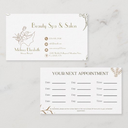 エレガントスパサロン美しいアポイントメントカード 名刺 (正面/裏面)