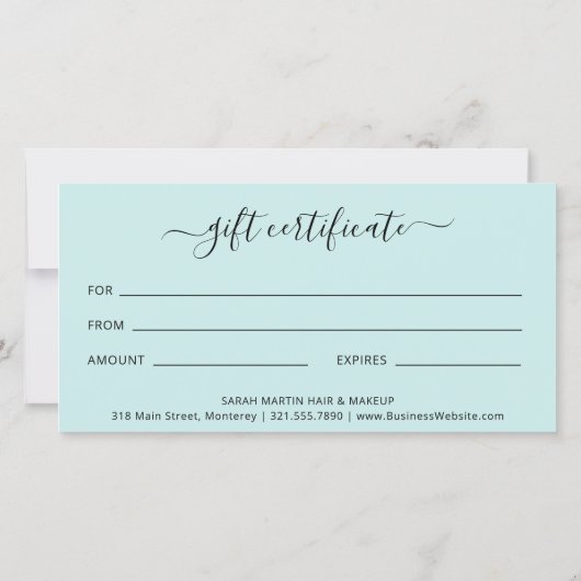 エレガントスパシンプルティール（緑がかった色）ターコイズ贈与証 (裏面)