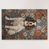 エレガントスパニエル犬のフローラ背景 ジグソーパズル (横)
