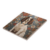 エレガントスパニエル犬のフローラ背景 タイル (側面)