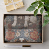 エレガントスパニエル犬のフローラ背景 薄葉紙 (ギフト)