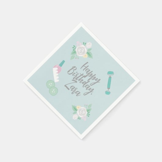 エレガントスパパーティーブルーのカスタムデザイン スタンダードカクテルナプキン (角)