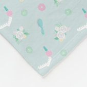 エレガントスパモノとバラデザインブルー フリースブランケット (角)