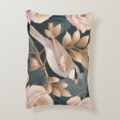 エレガントスパローほこりっぽいピンクと金ゴールドフローラ アクセントクッション (裏面(縦))