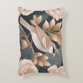 エレガントスパローほこりっぽいピンクと金ゴールドフローラ アクセントクッション (正面(垂直))