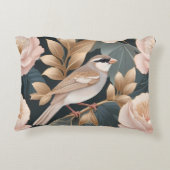 エレガントスパローほこりっぽいピンクと金ゴールドフローラ アクセントクッション (裏面)