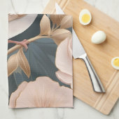 エレガントスパローほこりっぽいピンクと金ゴールドフローラ キッチンタオル (四つ折り)