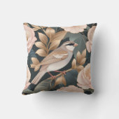 エレガントスパローほこりっぽいピンクと金ゴールドフローラ クッション (裏面)