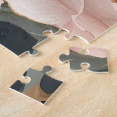 エレガントスパローほこりっぽいピンクと金ゴールドフローラ ジグソーパズル (側面)