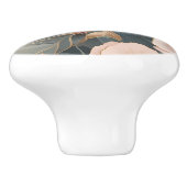 エレガントスパローほこりっぽいピンクと金ゴールドフローラ セラミックノブ (側面)