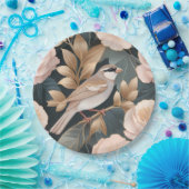 エレガントスパローほこりっぽいピンクと金ゴールドフローラ ペーパープレート (パーティー)