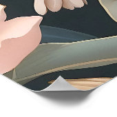 エレガントスパローほこりっぽいピンクと金ゴールドフローラ ポスター (角)