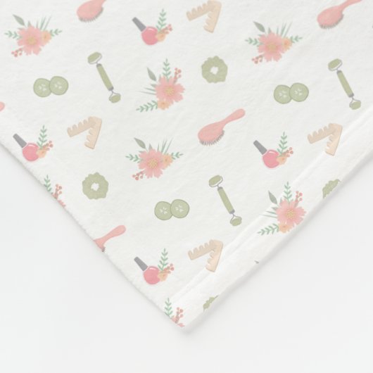 エレガントスパ付き花模様デザイン フリースブランケット (角)