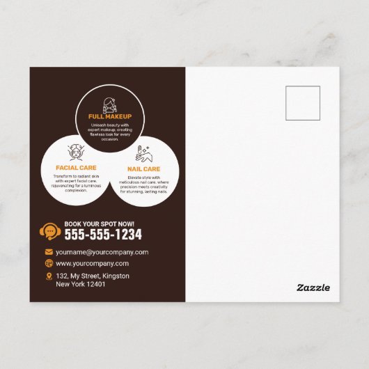 エレガントスパ美しいサロンメイクアップ爪、 ネイル&ファシアル ポストカード (裏面)