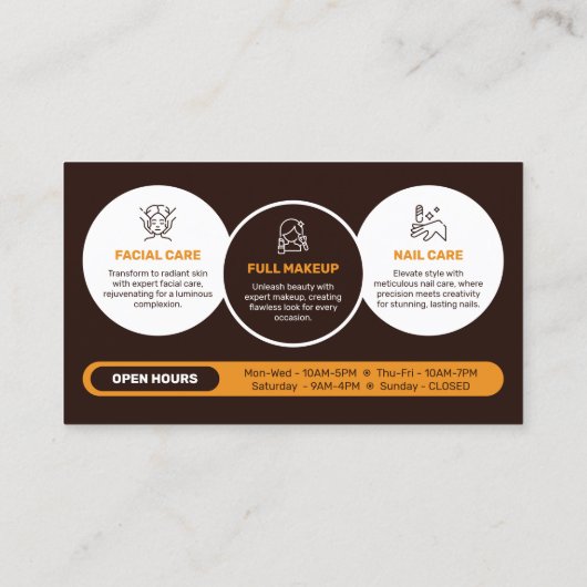 エレガントスパ美しいサロンメイクアップ爪、 ネイル&ファシアル 名刺 (裏面)