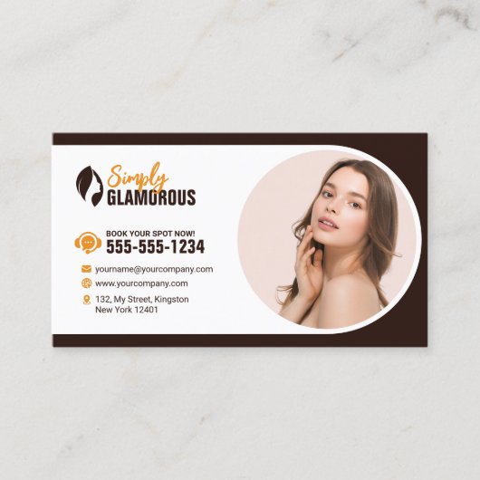 エレガントスパ美しいサロンメイクアップ爪、 ネイル&ファシアル 名刺 (正面)