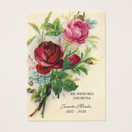 エレガントスペインのバラ宗教的な写真祈りの言葉カード (正面)