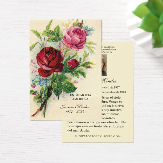 エレガントスペインのバラ宗教的な写真祈りの言葉カード (デスク)
