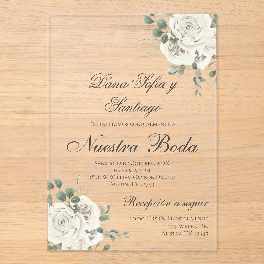 エレガントスペインの結婚アクリル招待状 アクリル招待状 (正面)