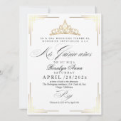 エレガントスペインのQuinceanera Mis Quinceスクリプト金ゴールド 招待状 (裏面)