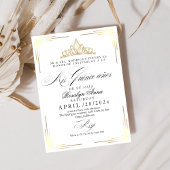 エレガントスペインのQuinceanera Mis Quinceスクリプト金ゴールド 招待状