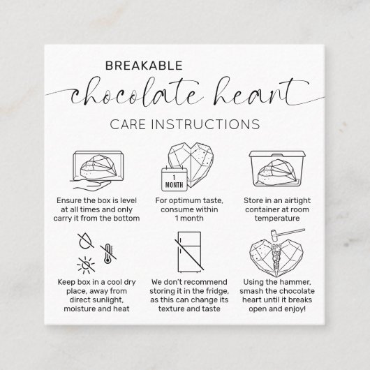 エレガントスマッシュチョコハート気に指示 スクエア名刺 (正面)