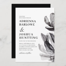 エレガントスモーキーな花サイド文字ブラック結婚ズ