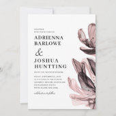 エレガントスモーキーの花サイド文字ダスティピンク結婚ズ 招待状 (正面)