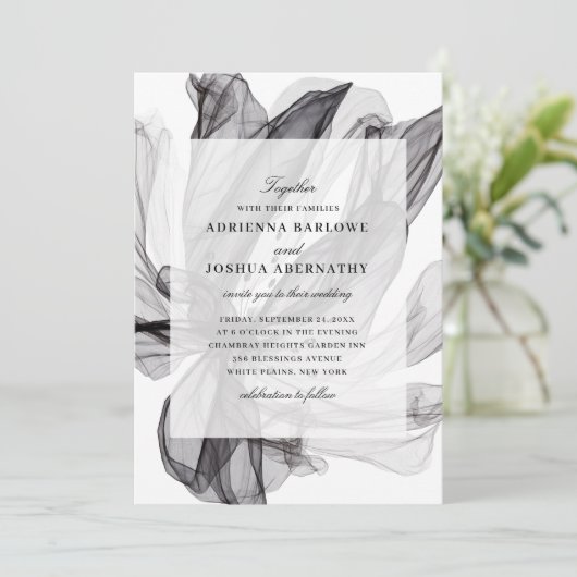 エレガントスモーキーフローラ白黒結婚ズ 招待状 (スタンド正面)