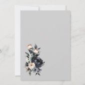 エレガントスモーキーブラックフローラグレーアー結婚チ 招待状 (裏面)