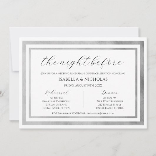 エレガントスワンズ結婚リハーサルディナー招待状 招待状 (正面)
