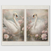 エレガントスワンレイクピンクウォーターリリーフローラ ラッピングペーパー (フラット)