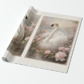 エレガントスワンレイクピンクウォーターリリーフローラ ラッピングペーパー (アンロールド)